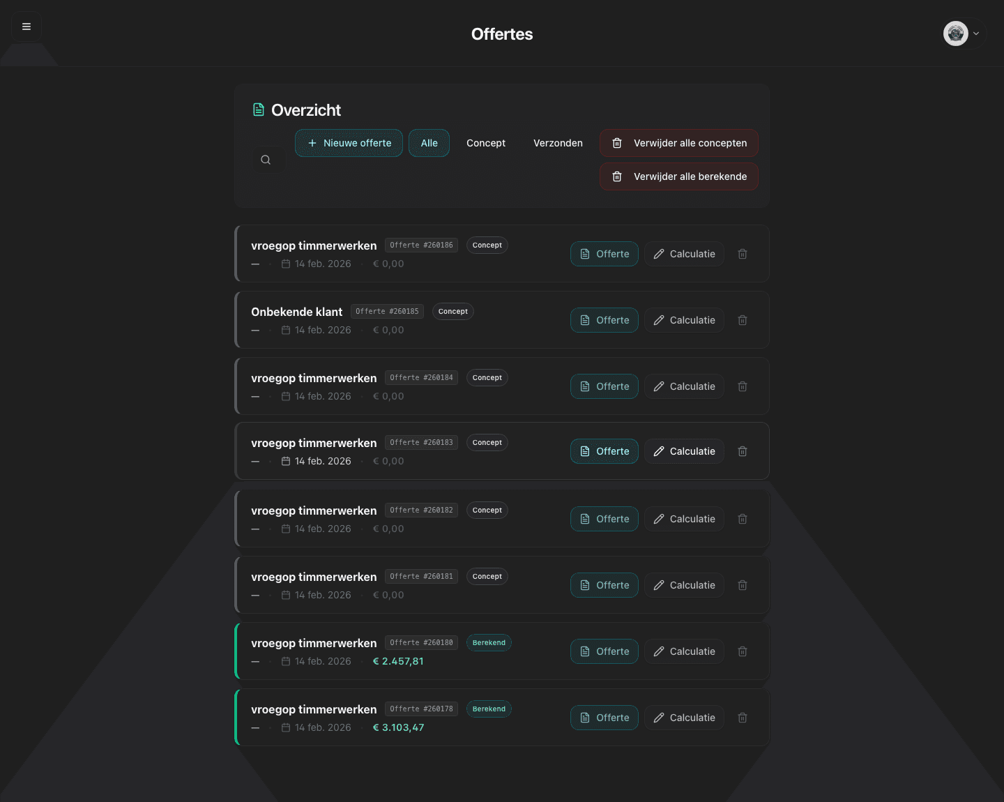 OfferteHulp Dashboard - Overzicht van je bedrijf in één oogopslag